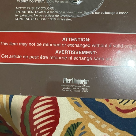 New Rare Pier 1 Vibrant Paisley Patterned Window Lined Curtain Panels 54”x 84” - Picture 8 of 11